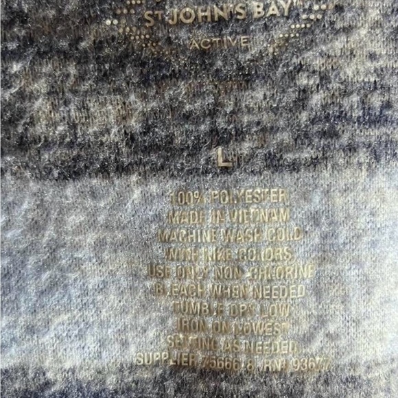 St. John's Bay Active Women’s Putple and White Striped Long Sleeve Sweater - Picture 2 of 3